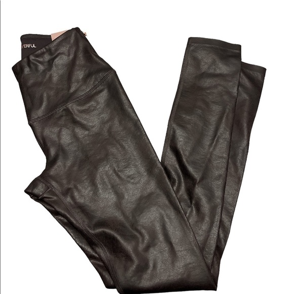 Calia deep cocoa color high rise power sculpt legging, leather look, XS, new